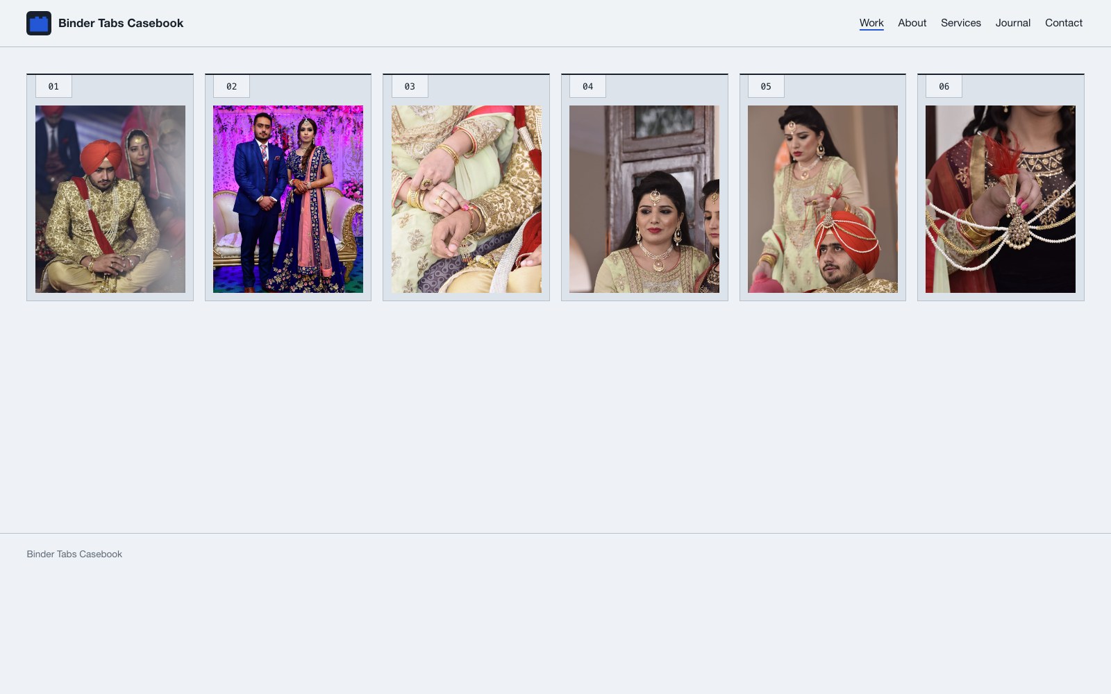 Binder Tabs photography website template preview