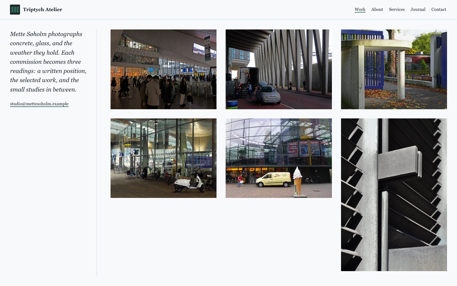 Triptych photography website template preview