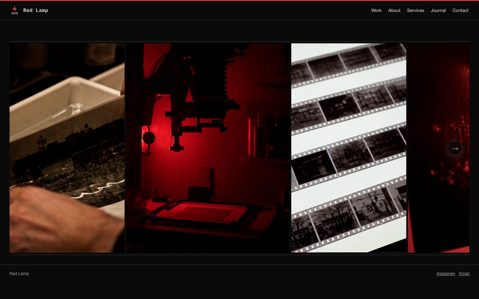 The Safelight Proof photography website template running on Flickks