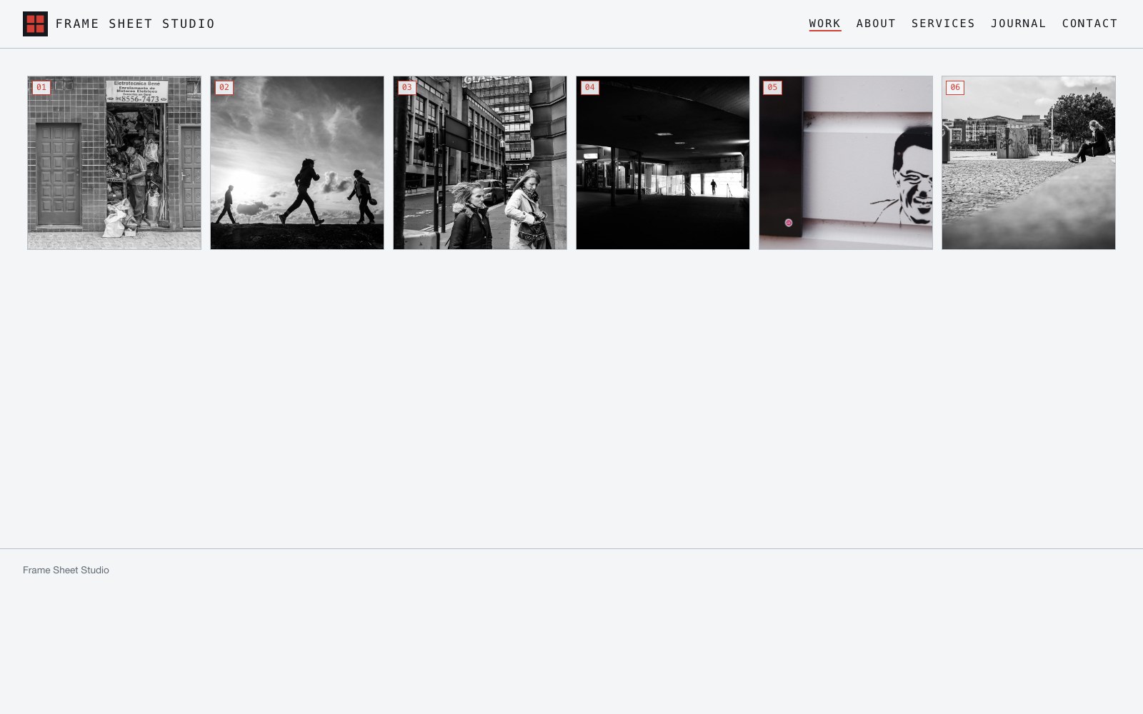 Frame Sheet photography website template preview